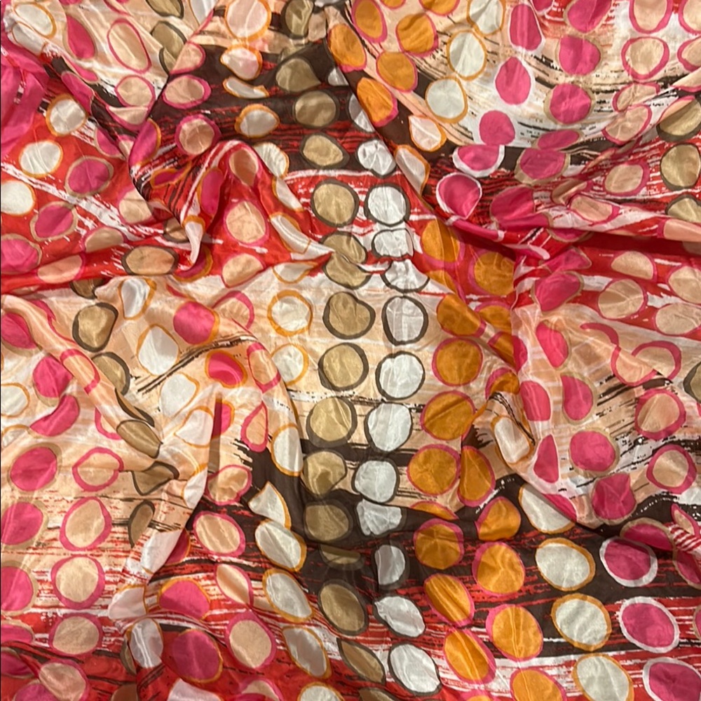 Cynthia Rowley Silk Polka Dot Pink and Orange Scarf